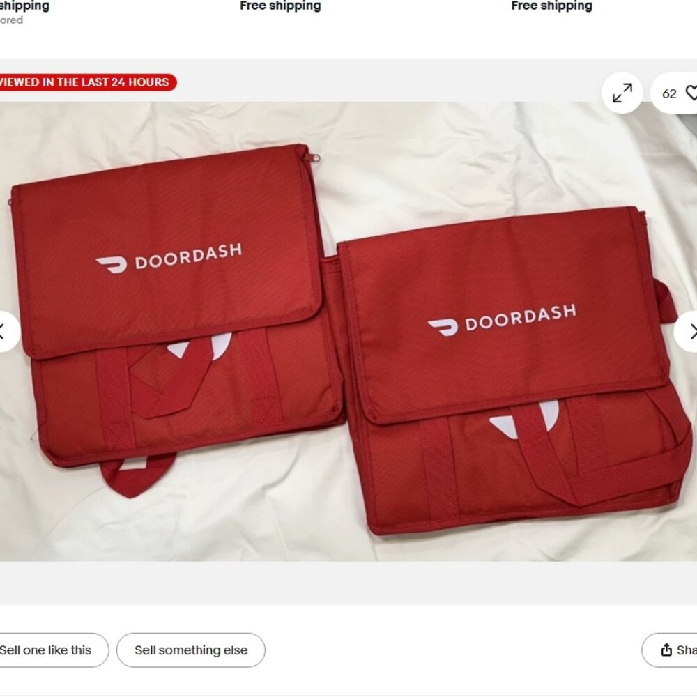 Lot of 2 ~ DOORDASH ~ 14x14x9 ~ HD Thicker Insulated Delivery Bag / Tote ~